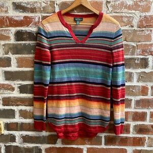 LRL Lauren Ralph Lauren Jeans Serape Azteca Western Stripe Sweater